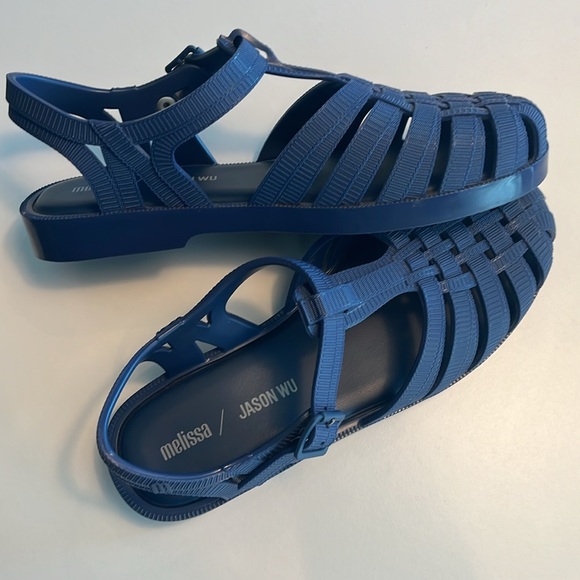 MELISSA / Jason Wu collab Possession Campana fisherman jelly sandal TEAL COBALT - Picture 1 of 11